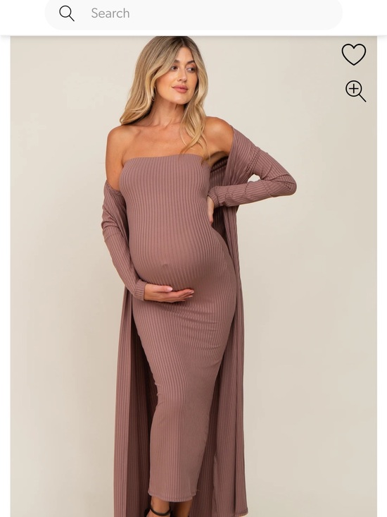 Pinkblush Dresses & Skirts - Mocha Ribbed Sleeveless Dress Cardigan Maternity Set